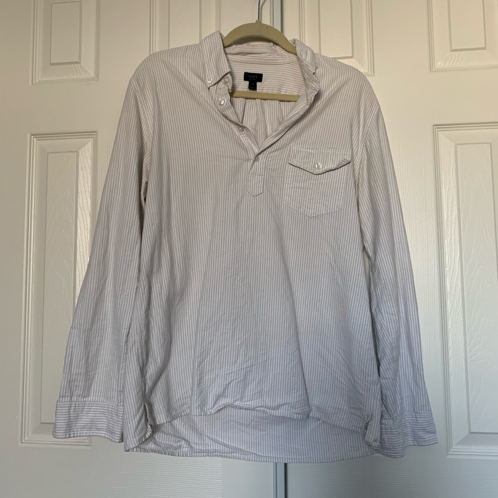 JCrew Men’s Light Grey Striped Oxford Shirt